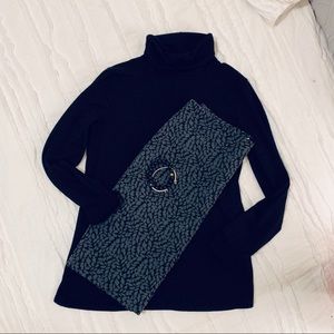 LOFT 00P Black and Olive Green Pencil Skirt